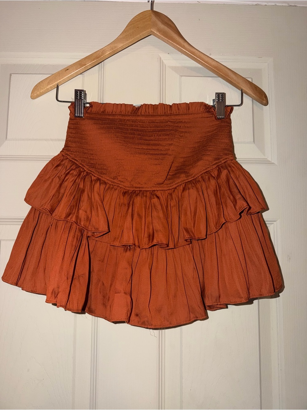 Women's Tiered Rust Orange Skort
